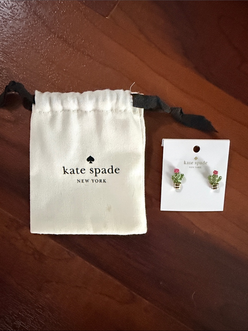 BWT Kate Spade Green and Pink Cactus Stud Earrings
